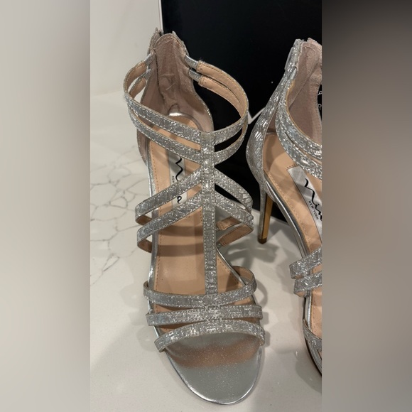 Nina Sparkling Silver Strappy Heels - Picture 8 of 9